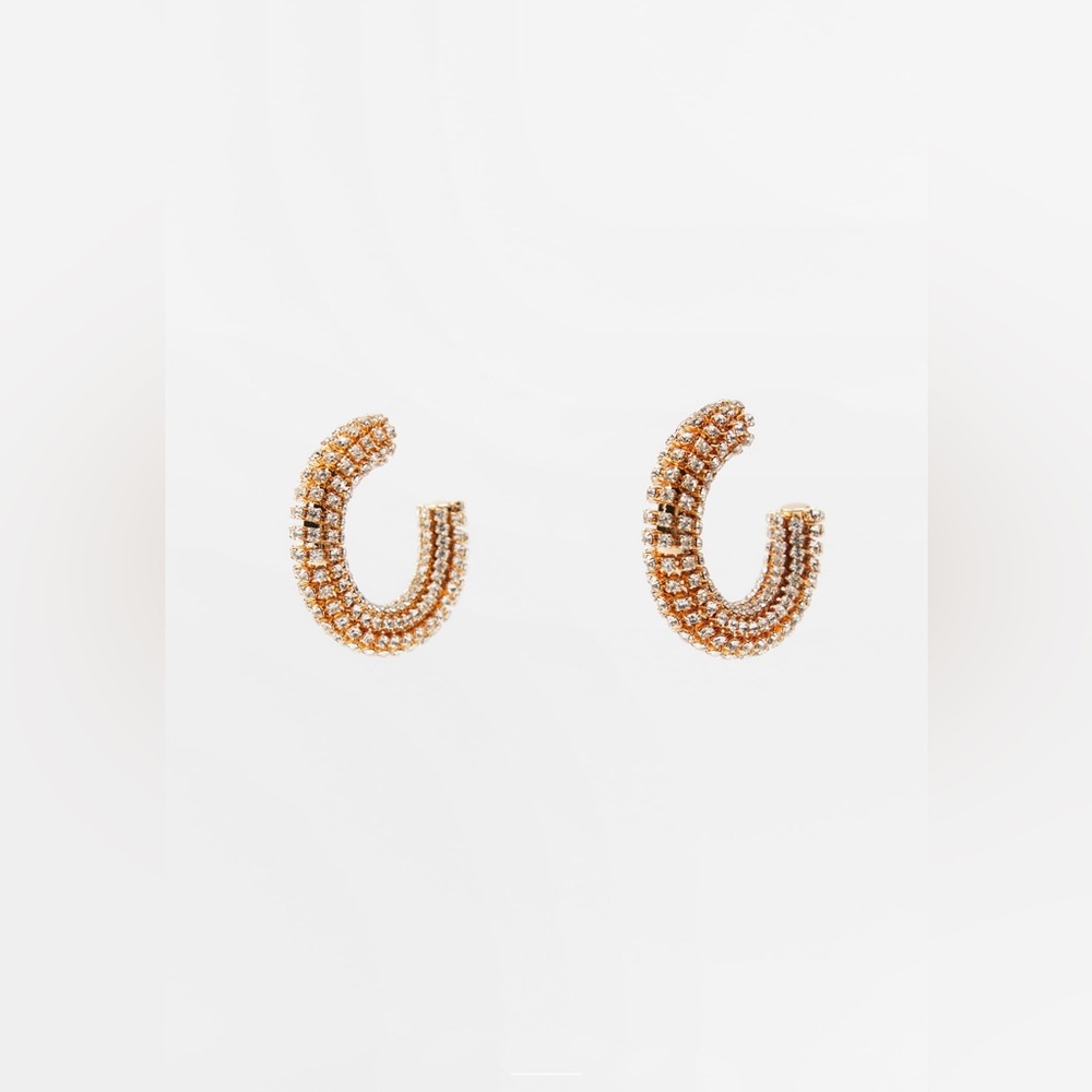 Zara - Gold Tone ✨💫✨Rhinestone Hoop Earrings - NWT